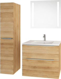 Mereo Mailo, koupelnová skříňka s keramickým umyvadlem 61 cm, dub Riviera, chrom madlo CN520