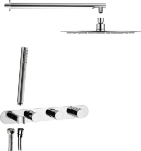 Sapho Podomítkový sprchový set s termostatickou baterií a držákem ruční sprchy, 2 výstupy, kulatá, chrom MB623-01