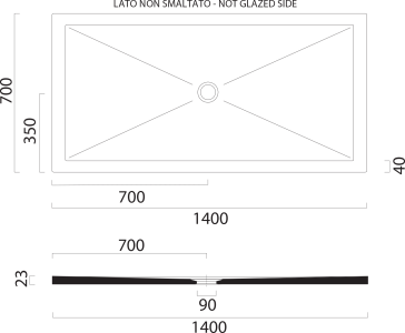 GSI Keramická sprchová vanička, obdélník 140x70x2cm, cenere mat 46140717
