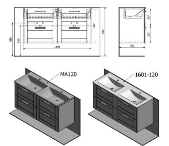 Sapho Koupelnový set AMIA 120, dub collingwood KSET-042