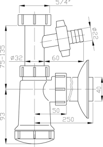 Bruckner Umyvadlový sifon s odbočkou 5/4", DN40, bílá 151.110.0