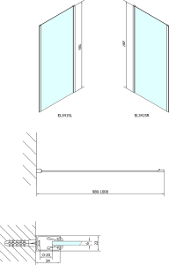 Polysan EASY boční stěna 1000mm, čiré sklo EL3415