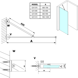 Gelco VARIO CHROME jednodílná sprchová zástěna k instalaci ke stěně, sklo nordic, 900 mm GX1590-05