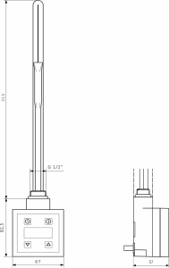 Sapho KTX topná tyč s termostatem, 300 W, černá mat KTX-B-300