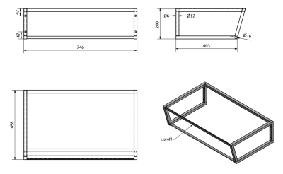 Sapho SKA konzole pod umyvadlo 750x200x460mm, černá mat SKA202
