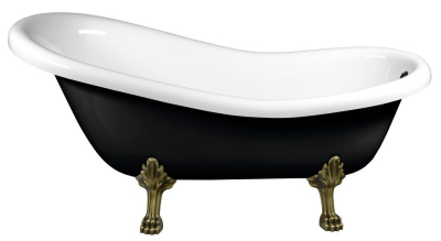 Polysan RETRO volně stojící vana 167, 5x76x71cm, nohy bronz, černá/bílá 72969
