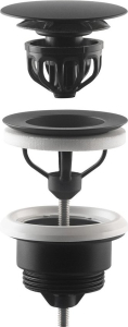 Omp Tea Umyvadlová výpust 5/4“, click-clack, velká zátka, 10-45mm, černá mat 7532.310.5X