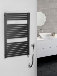 Aqualine TONDI-E elektrické otopné těleso rovné 600x970 mm, 400 W, černá mat DE466T