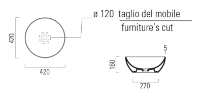 GSI PURA keramické umyvadlo na desku, průměr 42cm, bílá ExtraGlaze 885111