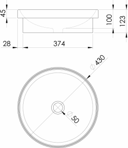 Sapho Keramické umyvadlo zápustné, průměr 43cm, bílá 3041