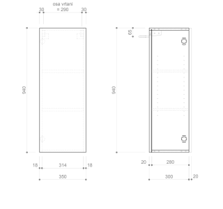 Sapho ESPACE skříňka 35x94x32cm, 1x dvířka, levá/pravá, jilm bardini ESC530-1313