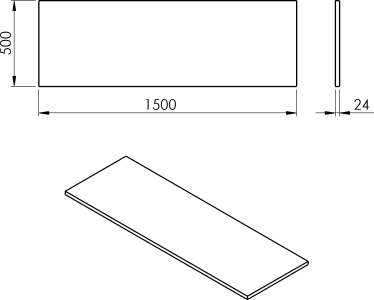 Sapho PLATO deska Rockstone 1500x24x500mm, bílá mat PL150-0101