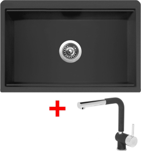 Granitový dřez Sinks FARMHOUSE 838 NANO Nanoblack+MIX 3 P GR FH838N6MI3PGRN6