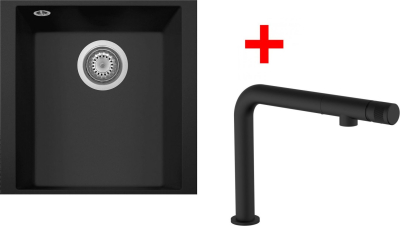 Granitový dřez Sinks CUBE 340U Nanoblack + COMFORTA Nanoblack G259N6
