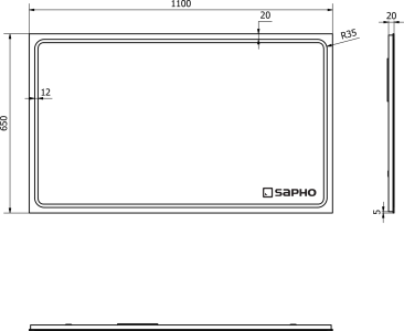 Sapho GEMINI zrcadlo s LED osvětlením 110x65cm GM110