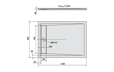 Polysan VARESA sprchová vanička z litého mramoru se záklopem, obdélník 110x90cm, bílá 72938