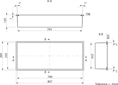 Polysan INSERTA zapuštěná police do obkladu, 810x270mm, litý mramor, bílá 1301-82
