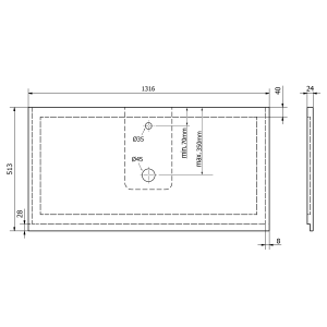 Sapho TREOS pracovní deska 1316x513 mm, rockstone, bílá mat TX132-0101