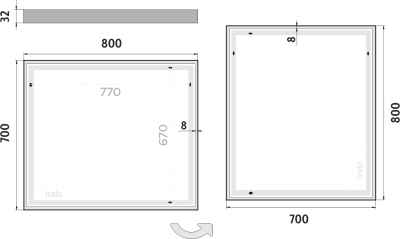Nimco OBDELNÍKOVÁ - OSTRÉ ROHY LED zrcadlo 800x700 ZP 13003
