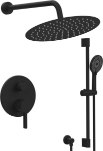 Sapho ICONIC podomítkový sprchový set s pákovou baterií, 2 výstupy, posuvný držák sprchy, černá mat AF042B-02