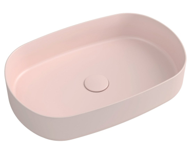 Isvea INFINITY OVAL keramické umyvadlo na desku, 55x36cm, růžová Salmon 10NF65055-2S