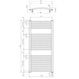 Aqualine ORBIT-E elektrické otopné těleso oblé 450x960 mm, 300 W, bílá ILEO94T