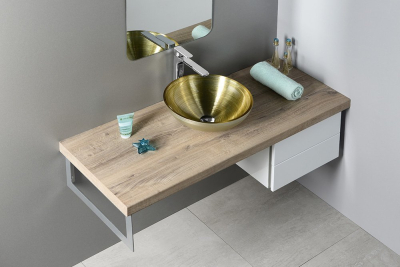 Sapho MURANO SOFT BROWN skleněné umyvadlo na desku, průměr 40cm, béžovozlatá AL5318-67