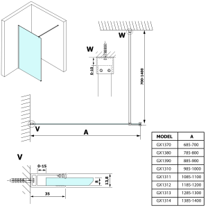 Gelco VARIO WHITE jednodílná sprchová zástěna k instalaci ke stěně, kouřové sklo, 700 mm GX1370GX1015