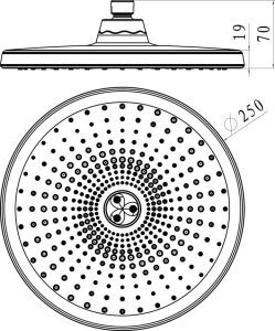 Mereo Talířová sprcha horní ø 250 mm s kloubem, plast CB585A