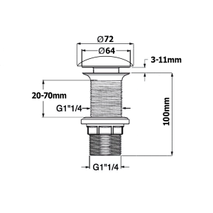 Isvea Umyvadlová výpust 5/4“, click-clack, keramická zátka, 20-70mm, bílá mat 38TP0166I