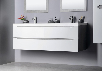 Sapho Koupelnový set WAVE 150, bílá/dub stříbrný KSET-049