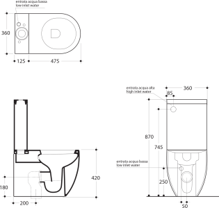 Kerasan FLO WC kombi, spodní/zadní odpad, bílá WCSET11-FLO