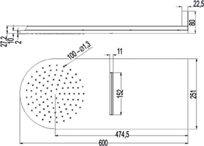 Mereo Sprchová sada s termostatickou podomítkovou tlačítkovou baterií - 3-cestná - oválný kryt CB60157TB2