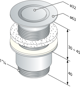 Omp Tea Umyvadlová výpust 5/4“, neuzavíratelná, design zátka, 30-45mm, chrom 147.545.5