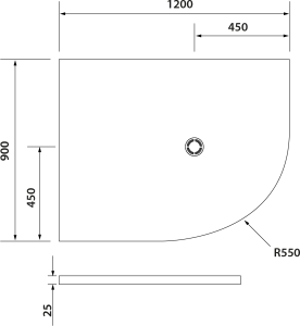 Polysan FLEXIA vanička z litého mramoru čtvrtkruh, s možností úpravy rozměru, 120x90cm, R550, levá 91371