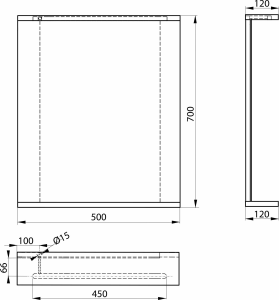 Aqualine KORIN STRIP zrcadlo s LED osvětlením 50x70x12cm KO395S