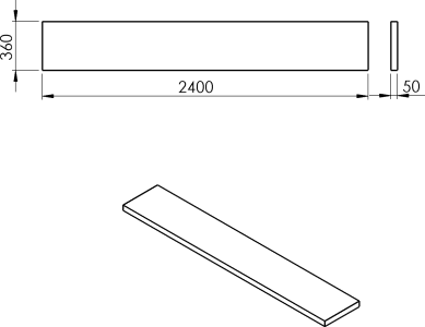 Sapho AVICE deska pod umyvadlo 240x36cm, tl.5cm, cement AV2467