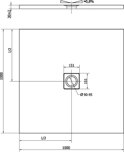 Polysan FLEXIA vanička z litého mramoru s možností úpravy rozměru, 100x100cm 71552