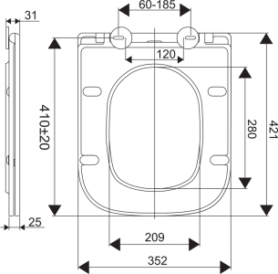 Mereo WC závěsné kapotované, RIMLESS, 490x340x350, keramické, vč. sedátka VSD83S