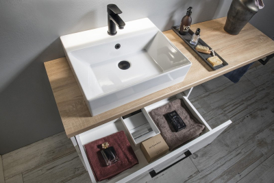 Aqualine VEGA sestava koupelnového nábytku, š. 125 cm, bílá/dub platin VG064-03