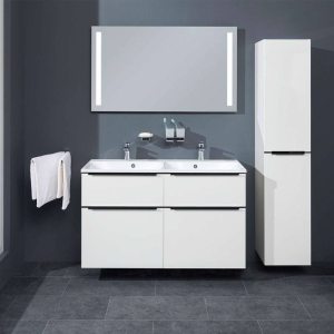 Mereo Mailo, koupelnová skříňka s keramickým umyvadlem 121 cm, dub Riviera, černé madlo CN523B