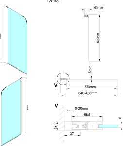 Gelco LORO vanová zástěna 650mm, čiré sklo GN1165