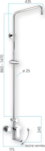 Mereo Nástenná  baterie Viana 150mm se sprch.soupravou,otoč.ramínkem, ruční a talíř.sprchou slim 200x200mm CBE60101SD