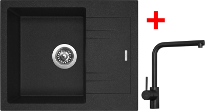 Granitový dřez Sinks LINEA 600 Granblack + Elka černá matná G1930