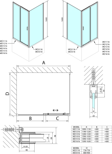 Polysan DEEP obdélníkový sprchový kout 1100x900mm L/P varianta, čiré sklo MD1116MD3316