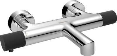 Sapho SOLARIS nástěnná vanová termostatická baterie, chrom/černá mat WD010CB