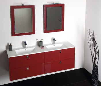 Sapho Koupelnový set MITRA 120, dvojumyvadlo, bordo KSET-007