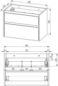 Mereo Opto, koupelnová skříňka s keramickým umyvadlem 81 cm, černá CN941