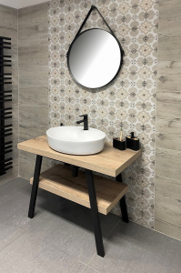 Sapho TWIGA umyvadlový stolek 100x72x50 cm, černá mat/dub Rover VC442-100-4