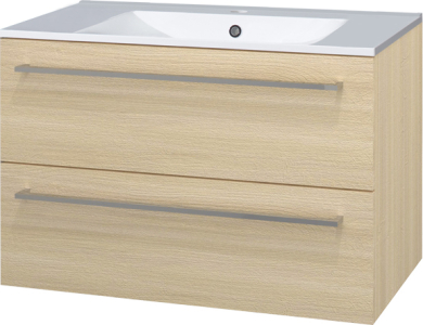 Mereo Bino, koupelnová skříňka s keramickým umyvadlem 81 cm, dub Sand Barbera CN631